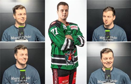 „Hart gecheckt“ mit Bastian Eckl. Der 23-jährige Stürmer der Starbulls Rosenheim ist zu Gast im OVB-Starbulls-Podcast. Fotos Marko Aleksic