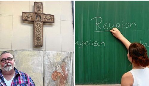 Nach dem mangelhaften Abschneiden der deutschen Schüler bei der jüngsten PISA-Studie empfiehlt die bayerische Kultusministerin, eine Stunde Religion an den Grundschulen zu streichen. Dies wird sowohl von Pfarrern, wie Dr. André Golob (links), als auch von einigen Lehrern scharf kritisiert. Foto Qiana Eisenreich/alliance