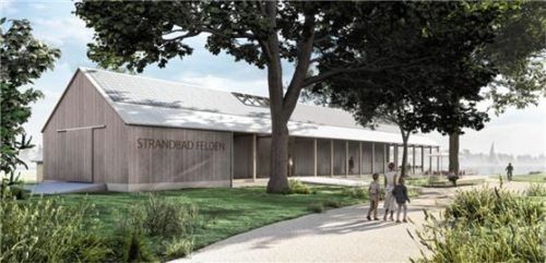 So sieht der Entwurf für das neue Strandbad in Felden aus. Foto  Architekturbüro Guggenbichler und Wagenstaller