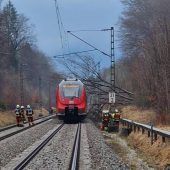 Gefällter Baum stoppt Zug