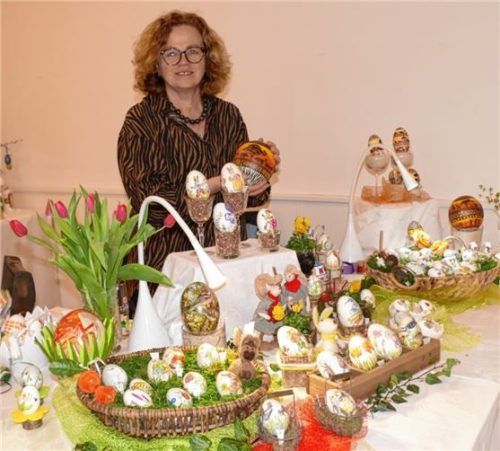 Agnes Fischer präsentierte ein großes Angebot an verschiedenen Eiern.Foto bachmaier