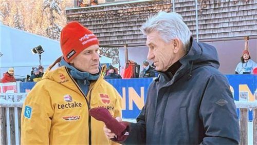 Beim Biathlon-Weltcup besprachen sich Tobi Angerer (links) und Weltmeister Klaus Augenthaler. So geht’s am Samstag, 4. Mai, in Rosenheim mit besonderer Unterstützung fürs „A4U-Team“ auf die Torejagd. Foto Seifert