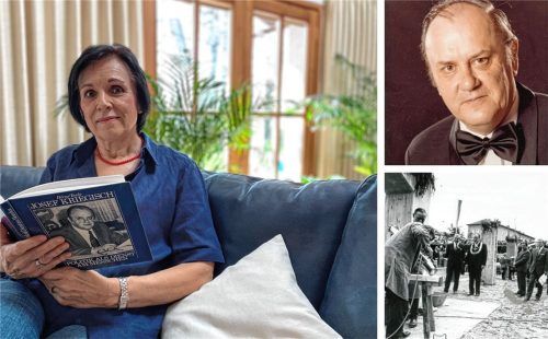 Brigitte Seidel blättert in einem Buch über ihren Vater Dr. Josef Kriegisch. Foto Lohmann