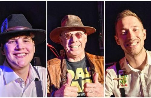 Die Rosenheimer Band „Herzober mit Ass“ mit (von links) Florian Reiter (35), Carsten Gruber (64) und Simeon Welte (29) hat ein Ziel: Mit Musik Gaudi zu verbreiten. Foto Wildauer
