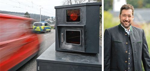 Diskussion um feste Blitzer in Oberaudorf: Speziell eine Stelle ist Bürgermeister Dr. Matthias Bernhardt ein Dorn im Auge. Fotos dpa/Re