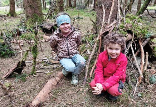 Ein Elfendorf haben Paula (6) und Jakob (4) Gürtler aus Baierbach im Wald am südlichen Simsseeufer entdeckt. Die beiden haben die Elfen zwar noch nie gesehen, wissen aber ganz genau, wie sie ausschauen. Foto Blum