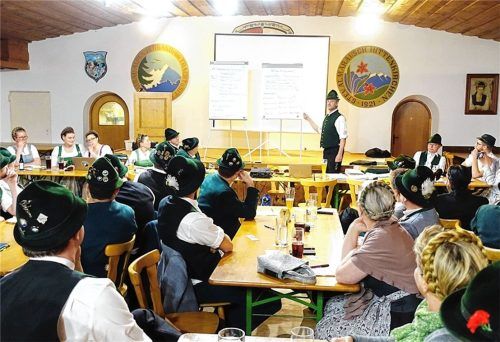 Eine erste Präsentation der geplanten Gauchronik 2026 für den Chiemgau-Alpenverband für Tracht und Sitte fand bei der Vorstände-Tagung in Hittenkirchen statt. Foto  Hötzelsperger