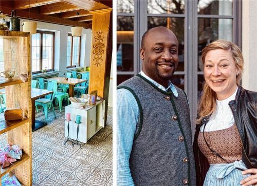 Eröffnen das Cafè „Schickschnack“ in Flintsbach neu: Betreiberin Melanie Herbusch und ihr Lebensgefährte Jerome Johnson. Fotos Re