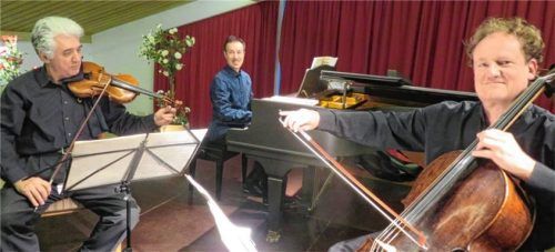 Gute Laune beim Konzert: (von links) Sreten Kristic, Micael Gelius und Floris Mijnders. Foto jaensch