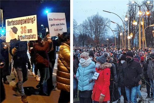 Hunderte Teilnehmer fanden sich zu den Versammlungen im Dezember 2021 im Mangfallpark Nord ein. Foto mb