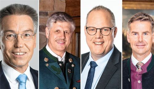 Kommunale Politiker äußern sich zu Anfeindungen: (von links) der Rosenheimer Landrat Otto Lederer und die Bürgermeister Hans Egger (Inzell), Martin Bartlweber (Seeon-Seebruck) und Andreas Scheck (Marquartstein) Fotos Gasser/Landratsamt Rosenheim/Gemeinde Inzell/Gemeinde Seeon-Seebruck