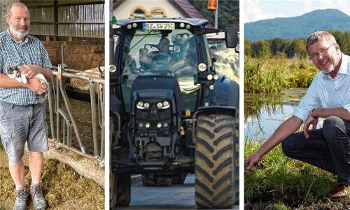 Mit Landwirtschaft verbinden derzeit viele die Traktorenproteste der Bauern. Ex-Minister Marcel Huber (rechts) will Verbraucher und Landwirte versöhnen, Bauernobmann Ulrich Niederschweiberer (links) weiß, was Ministerpräsident Söder am Samstag in Ampfing erwartet. Foto Latta/dpa/SZ Photo/pa