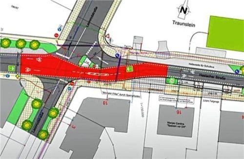 Nach der Franz-von-Kohlbrenner-Schule wird man künftig aus der Haslacher Straße nur noch rechts abbiegen dürfen. Foto Stadt Traunstein