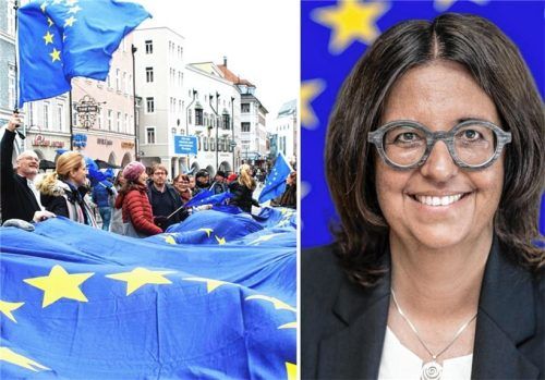 Die anstehende Europawahl ist entscheidend für unsere Zukunft. Dessen ist sich die Rosenheimer „Pulse of Europe“-Organisatorin Monika Hermann sicher. Foto  Jung/Tilodron