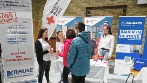 Firmen aus der Region stellen sich bei der Berufsinformationsmesse der Johann-RiederRealschule Rosenheim den Schülern vor.Foto re
