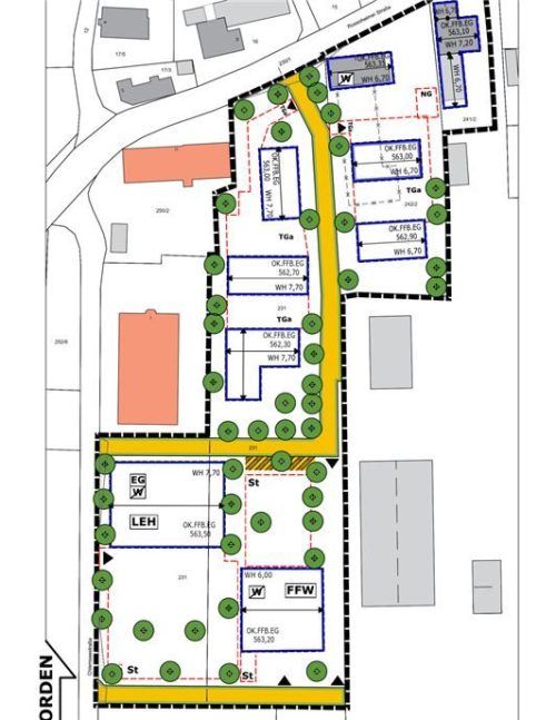 Große Pläne für die Wiesen zwischen Grundschule, Mehrzweckhalle und Stallgebäude. Gemeinde Pittenhart