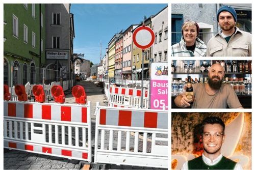 Seit Ende März ist ein Teil der Kaiserstraße voll gesperrt. Geht es nach (von oben rechts im Uhrzeigersinn) Ricarda Krüger, Jonah Werner, Stephan Rech und Simon Hölzl soll das auch während des Herbstfestes noch so sein. Fotos Schlecker/privat