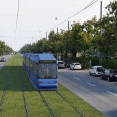 Stau wegen Tramgleis-Bau