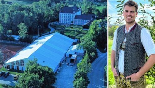 Das Festzelt steht. Ab Mittwoch sollen dann die Besucher aufs Festgelände strömen, wie Thomas Feldschmidt, Vorsitzender des Burschenvereins, hofft. Foto Burschenverein Höhenrain