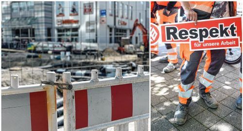 Die Gewerkschaft IG Bau ruft Bauarbeiter auf, die Arbeit auf den Baustellen niederzulegen – auch Rosenheim könnte davon betroffen sein. Foto DPA