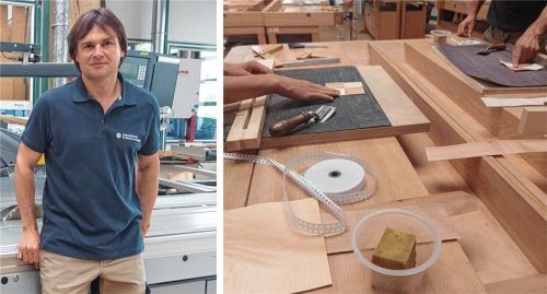 Helmut Frohwieser ist Schreinermeister und das mit Leidenschaft. Seit der vierten Klasse ist ihm klar, er möchte Handwerker werden. Foto Montage: Beuerlein