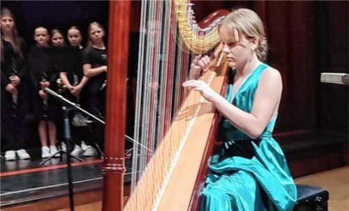 Johanna Strasser vertieft ins Harfenspiel. Fotos Auer