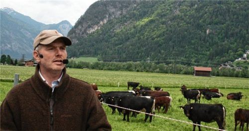 „Rinder sind manchmal wie Kinder“ – Kuhflüsterer Philipp Wenz weiß, welche Missverständnisse im Miteinander zwischen Tier und Mensch auftauchen können. Er pflegt die sogenannte „Low-Stress-Stockmanship-Methode“. Foto re
