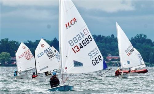 37 Boote kämpften beim Start der Optiliga um den Sieg. Foto Niessen