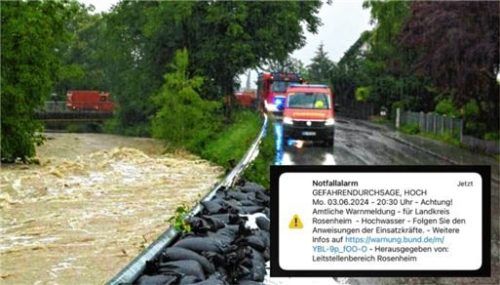 Als bereits Sandsäcke gefüllt und Keller ausgepumpt wurden, kam mit Verspätung die Hochwasser-Warnung auf die Handys der Bürger im Landkreis. Foto re