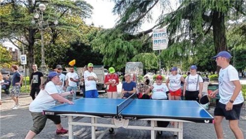Die Rosenheimer Athletensprecherin von Special Olympics Bayern, Carolin Burkhardt, beim Tischtennis.Foto Haubensack