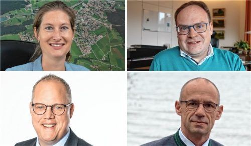 In den Gemeinden am Chiemsee versuchen die Bürgermeister, dem Wohnungsmangel und dem Leerstand entgegenzuwirken. Auf den Fotos abgebildet sind: (im Uhrzeigersinn) Irene Biebl-Daiber (Bernau), Andreas Friedrich (Prien), Michael Bartlweber (Seeon-Seebruck) und Stefan Reichelt (Chieming). Foto Berger/Bartel/Gemeinde Seeon-Seebruck/privat