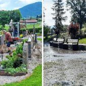 Hochwasser unterspült Grabsteine