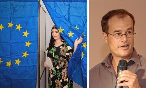 Politik-Experte Florian Wenzel (rechts) aus Halfing ordnet im Gespräch mit den OVB-Heimatzeitungen die Ergebnisse der Europa-Wahl ein. Foto dpa/re