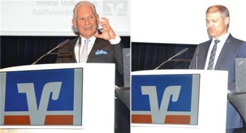 Bei der ordentlichen Vertreterversammlung im Kultur- und Kongressforum Altötting präsentierten Vorstandsvorsitzender Wolfgang Altmüller (links) und Vorstandsmitglied Mirko Gruber auch in diesem Jahr wieder ihre Berichte zur Lage der Bank. Fotos Seutter