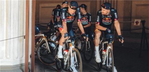 Bob Jungles (links) und Nico Denz mussten auf der fünften Etappe sehr wachsam sein. Foto Bora-hansgrohe / Maximilian Fries