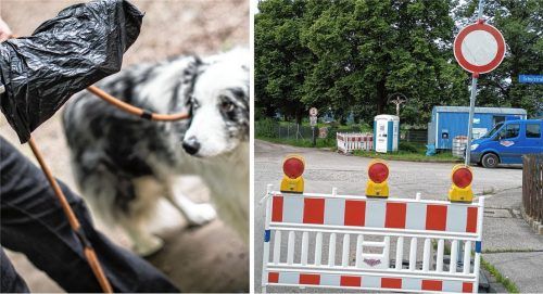 Im Zuge der Straßensperrung an der Schulstraße ist es jetzt zu mehreren Auseinandersetzungen zwischen Autofahrern und Fußgängern gekommen. Bei einer dieser Streitereien spielte auch ein Hundekotbeutel eine Rolle. Fotos dpa/Weinzierl