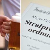 Mit Bierglas auf Kopf geschlagen