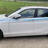 25 Autos mit Farbe beschmiert