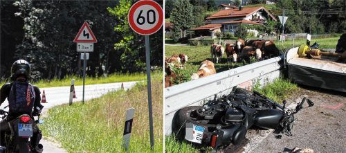 Am Montagnachmittag kam es am Samerberg zu einem Motorradunfall. Nicht nur für Anwohner und Einsatzkräfte eine belastende Situation. Foto Reisner