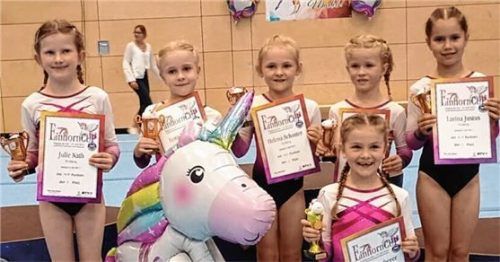 Die Turnerinnen des TV Obing beim Einhorn-Cup.Foto re
