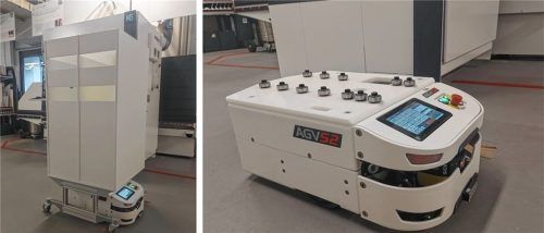 Im Einsatz: Der Transportroboter transportiert auch schweres Material von einer Maschine zur nächsten. Fotos Beuerlein