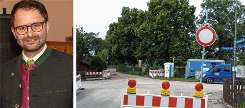 Im Zuge der Straßensperrung an der Schulstraße in Feldkirchen-Westerham ist es zu mehreren Auseinandersetzungen zwischen Autofahrern und Fußgängern gekommen. Nun äußerte sich hierzu auch Bürgermeister Johannes Zistl. Foto Hubert Dandl/Mathias Weinzierl