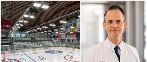 Nachdem am 9. August ein Mann (26) im Rofa-Stadion bei Arbeiten drei Meter tief gestürzt ist, erklärt Professor Dr. Christian Zeckey, Chefarzt des Romed-Zentrums für Orthopädie und Unfallchirurgie Rosenheim-Bad Aibling, wie schwerwiegend die Verletzungen bei einem solchen Sturz ausfallen können. Fotos Stadt Rosenheim/Romed Klinikum