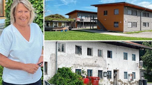 Regina Braun, die Bürgermeisterin der Gemeinde Halfing (links), ist zuversichtlich, dass neben der Asylunterkunft Am Graben (oben) und dem besonders bewachten Heim im Ortsteil Grafing (unten) keine weiteren Flüchtlingsunterkünfte in der Gemeinde geschaffen werden. Foto Gerlach