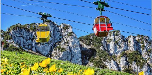 Schön sind sie schon, die Gondeln der Kampenwandseilbahn, aber nicht mehr zeitgemäß und für Kinderwagen und Rollstühle zu eng. Foto Herbert Reiter