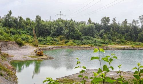 Sommerliche Idylle mit Bagger. Ungefähr dort, wo der Bagger steht, soll eine Betonmischanlage hingebaut werden. Foto Raider