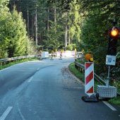 Ampel regelt Verkehr auf Kreisstraße