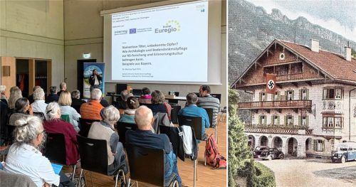 Am Workshop „Erinnerungsarbeit zur Geschichte des Nationalsozialismus im Chiemgau und in Tirol“ nahmen etwa 70 Interessierte teil, zu dem Heimat- und Geschichtsverein Aschau, der Heimatkunde- und Museumsverein Wattens-Volders aus Tirol sowie die Inntal Euregio eingeladen haben. Foto Posch / Archiv des Heimat- und Geschichtsvereins Aschau