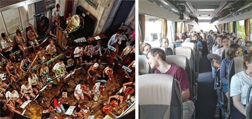 Das Orchester „Die Arche“ fuhr nach Italien, um für ihr Benefizkonzert in Rosenheim zu proben. Foto Collage: Lonika Herzog