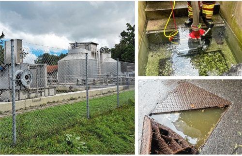 Die hohen Grundwasserpegel sorgten in Bruckmühls Kläranlage für Probleme und bedrohten zugleich zahlreiche Haushalte. Fotos Stefan Hadersbeck/Marktgemeinde Bruckmühl/Marktgemeinde Bruckmühl